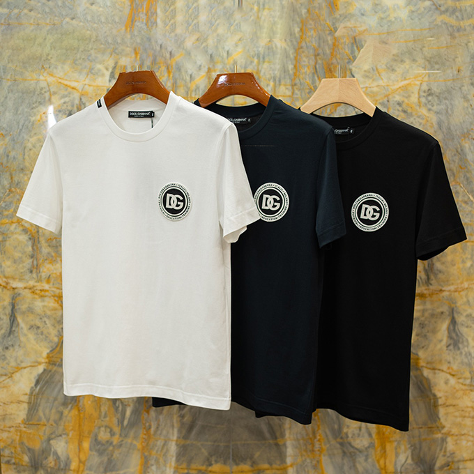dolce & gabbana circular dg logo print cotton t shirt